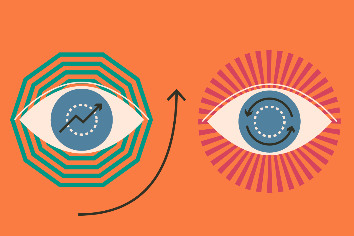 Teaser-Bild zum Thema Evaluationsverfahren: Zwei Augen im Stil von Diagrammen